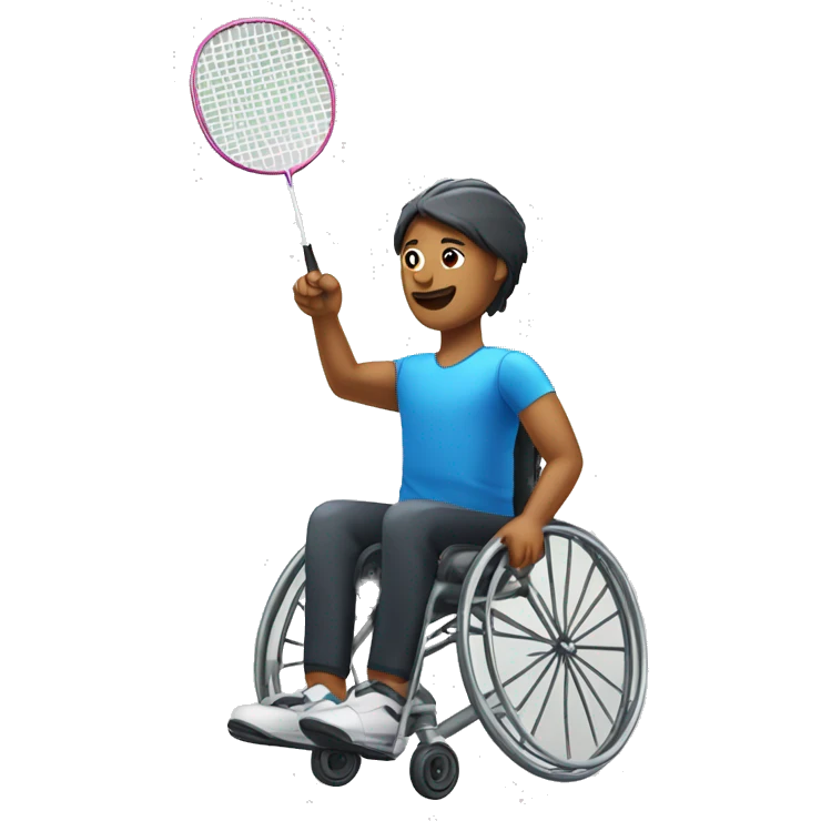 person in wheelchair playing badminton emoji