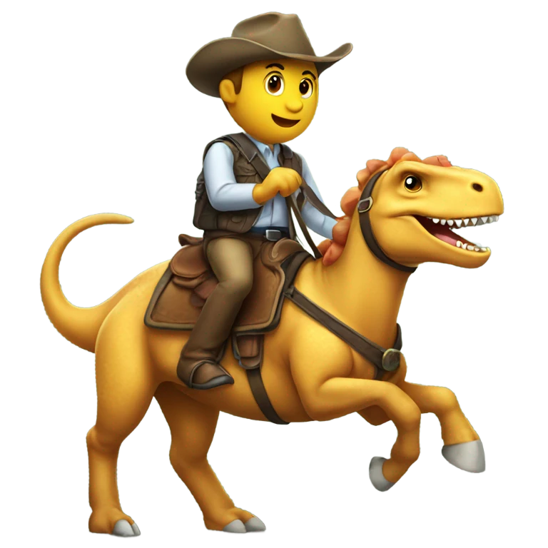 A dinosaur riding a horse emoji