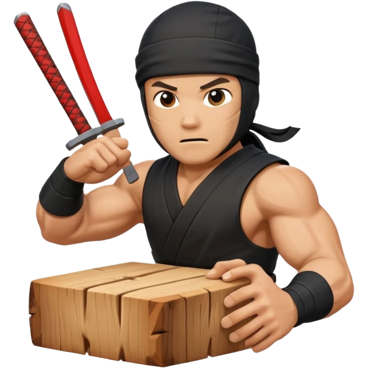 Ninja chopping a block of wood on with his hand emoji