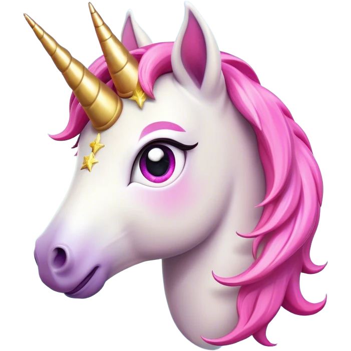 Cinematic Comical Unicorn Pony Portrait Emoji, Head tilted dramatically with an exaggeratedly amused expression, featuring a compact, magically adorned form with a sparkling tiny horn, wide, comically expressive eyes full of playful disbelief, and a subtly animated mane, Simplified yet hilariously expressive features, highly detailed, glowing with a slightly sassy pastel glow, high shine, dramatic yet playful, stylized with an air of cheeky magical mischief, soft glowing outline, capturing the essence of a meme-worthy unicorn pony that looks ready to trot its way into viral fame! emoji