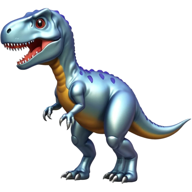 Chrome metallic dinosaur  emoji