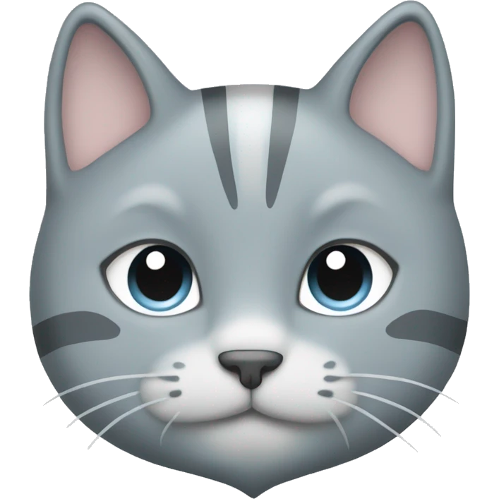 Gray cat with white stripes next to a pastel blue heart emoji
