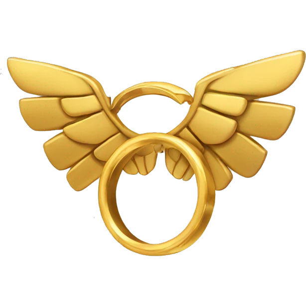 Golden ring with six wings coming out of it, covered in eys emoji