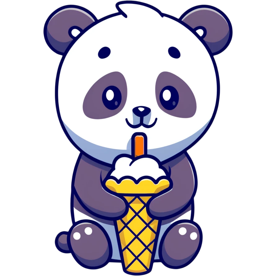 Panda eating ice cream emoji