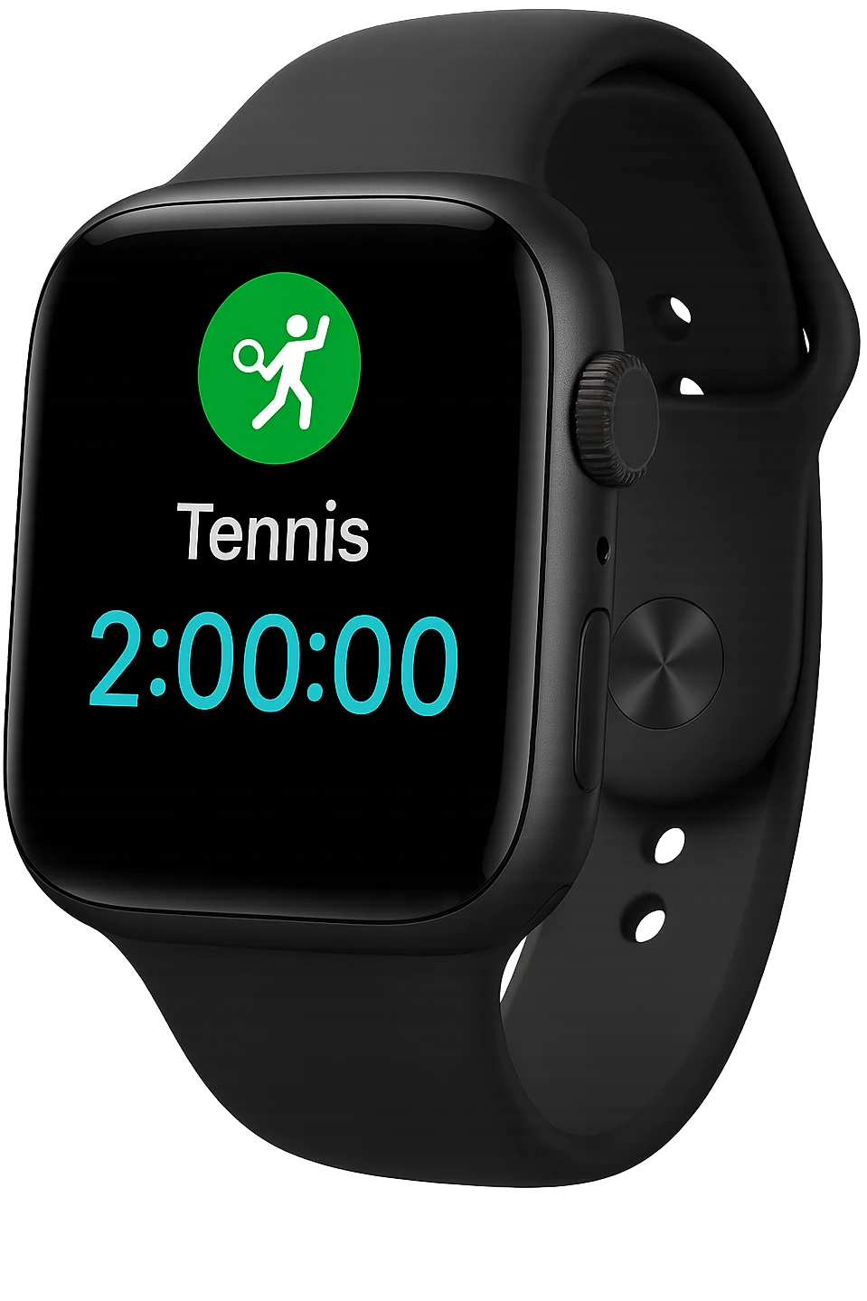 smartwatch con modalità attiva di tennis che segna 2 ore di tennis, REALISTICA 4K emoji