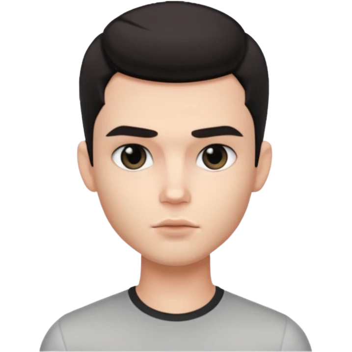 pretty handsome bratz man, with black black black  eyes,  short dar, pale skin, defined jawlines emoji