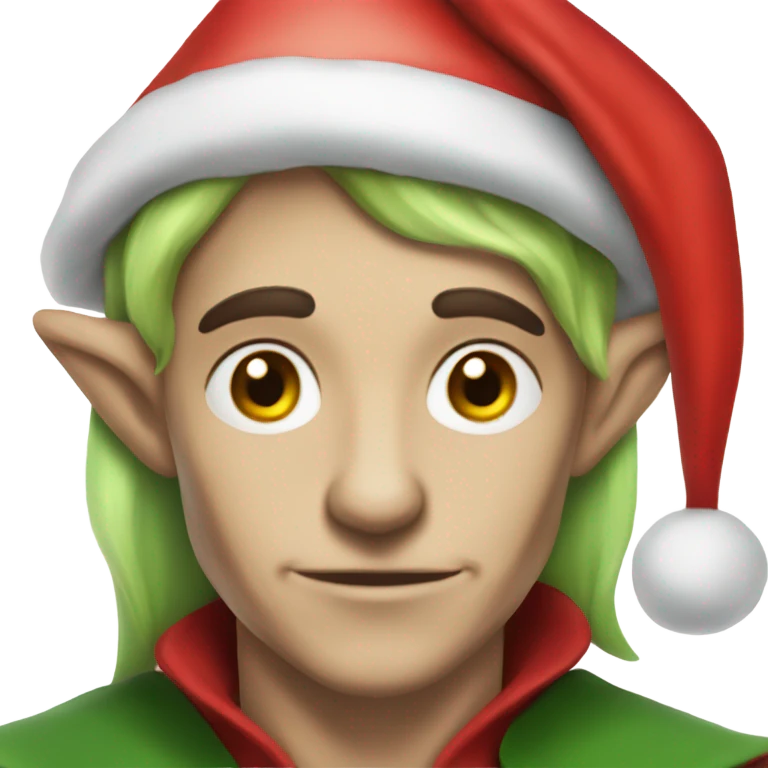 rogue male elf fantasy wearing santa hat emoji