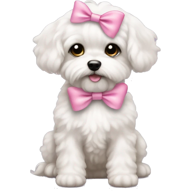 Schichon puppy pink bow emoji