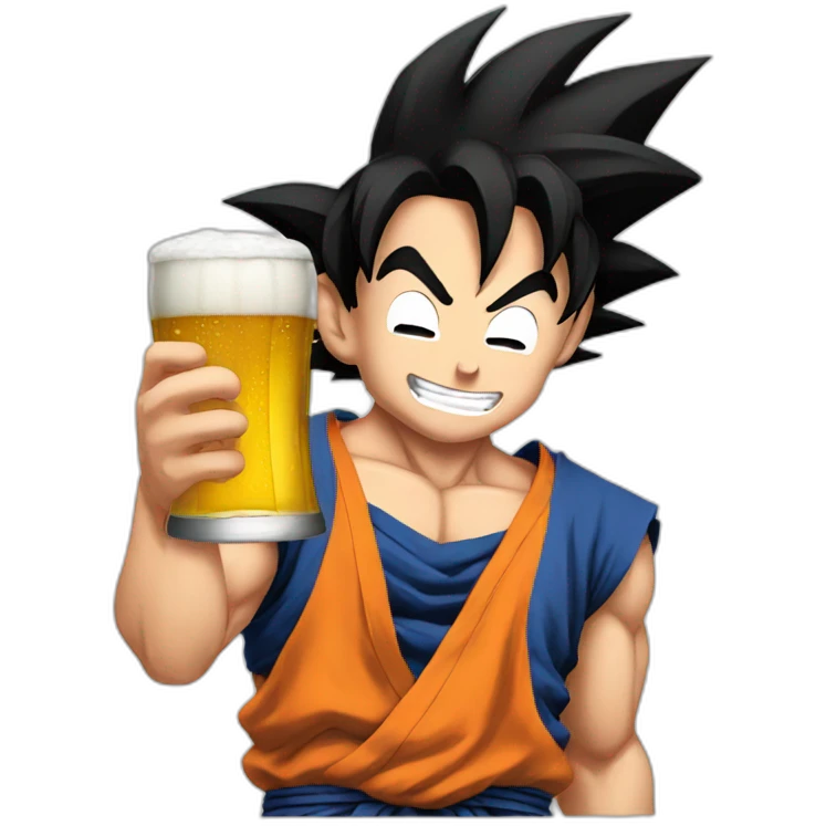 Goku drinking beer emoji