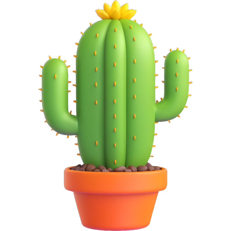 shiny rounded 3D emoji style cactus emoji