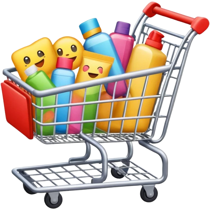 emoji of beauty products are flying into shopping cart
 emoji