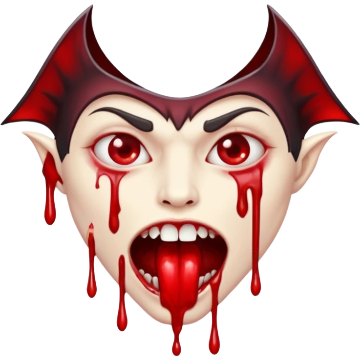 boca de vampiro com sangue escorrendo do canto dos lábios emoji