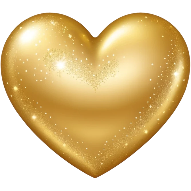 Change the glittery silver color heart with a subtle gradient and no border to a glittery gold color heart with a subtle gradient and no border. Keep the background transparent. Maintain the style and subtle gradient effect of the original heart. emoji