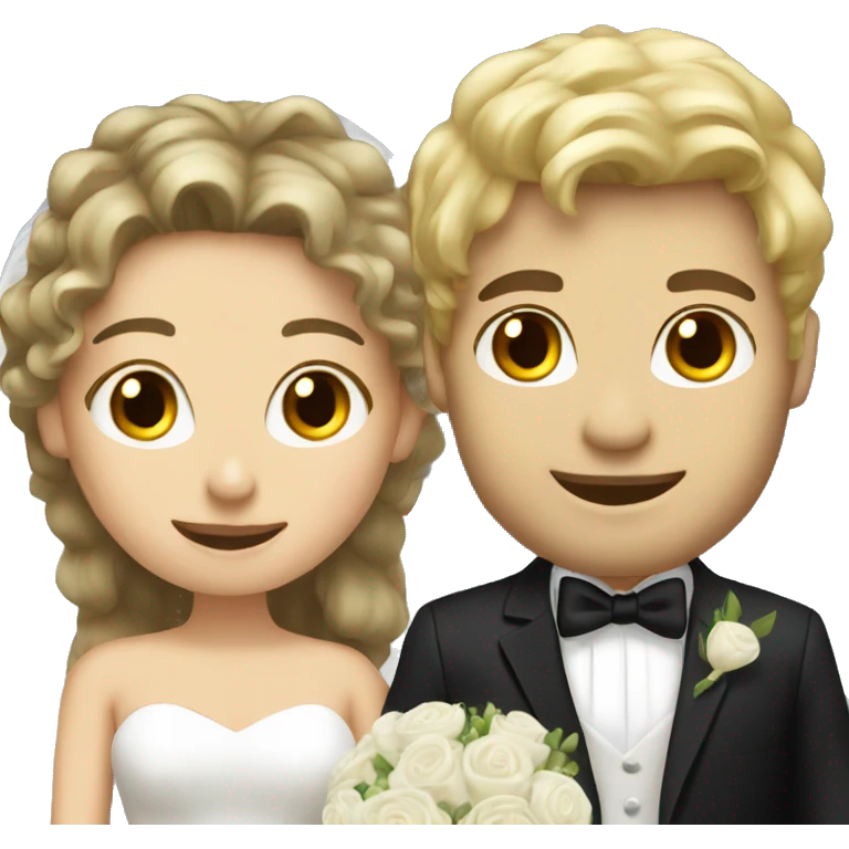 Blonde hair bride and brunette hair husband emoji