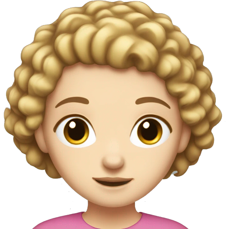 white girl with short cury hair brown emoji