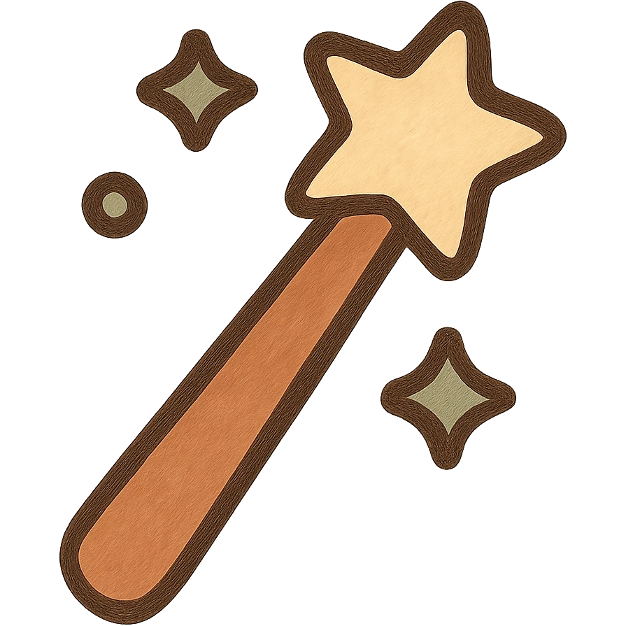 magic effect icon, simple and bold, flat color style emoji