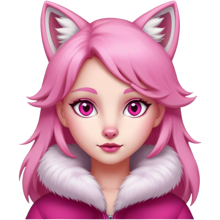 fox,pink,Dark pink eyes,White inside ears,girl emoji