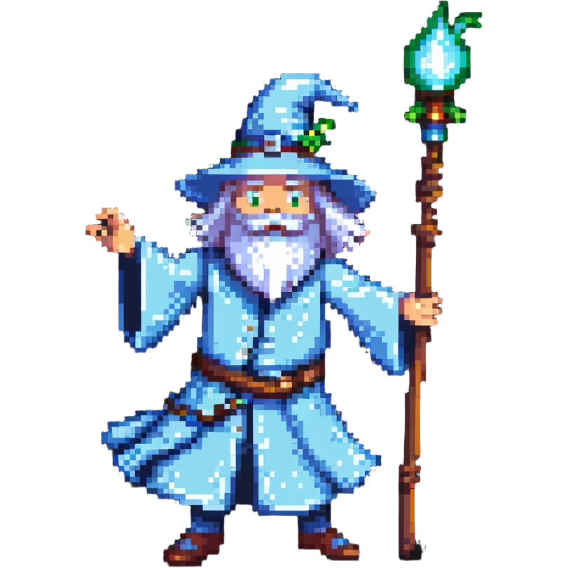 dancing wizard with a staff emoji