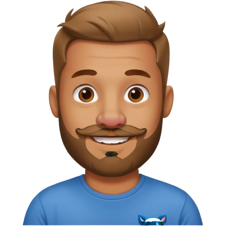 mischevious devil guy thats not scary, just a t-shirt with a beard and a pig nose emoji