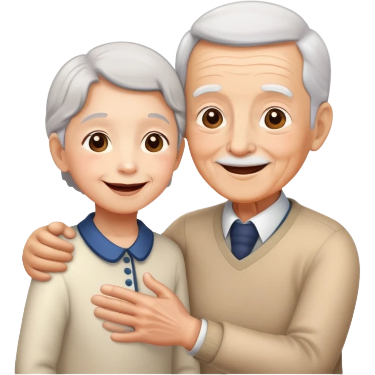 child greeting or helping an elderly person, cheerful and respectful emoji