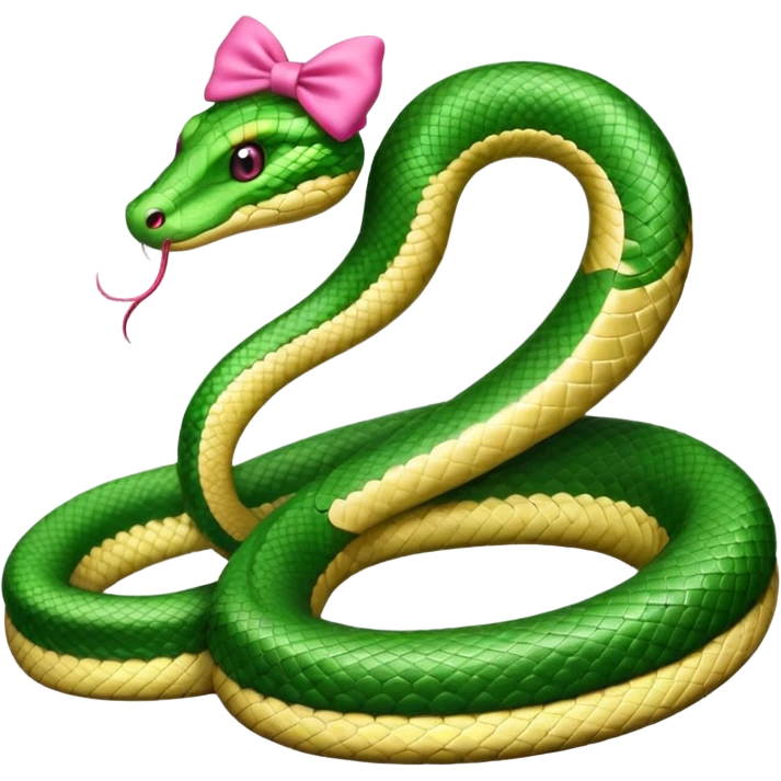 A snake with a pink bow on her head emoji
