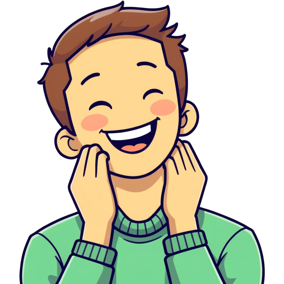 A guy holding his neck laughing  emoji