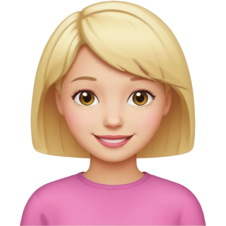 Blonde Short Bob Cut Hair. Pink Woman emoji