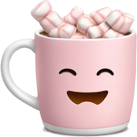 Light Pink mug of hot chocolate with marshmallows  emoji
