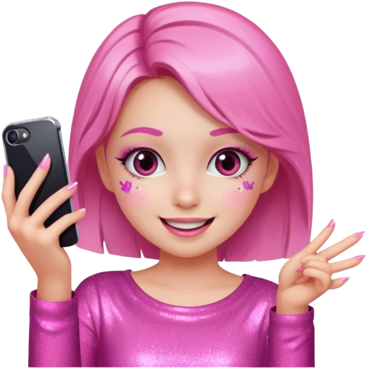glitter pink girl naughty selfie emoji