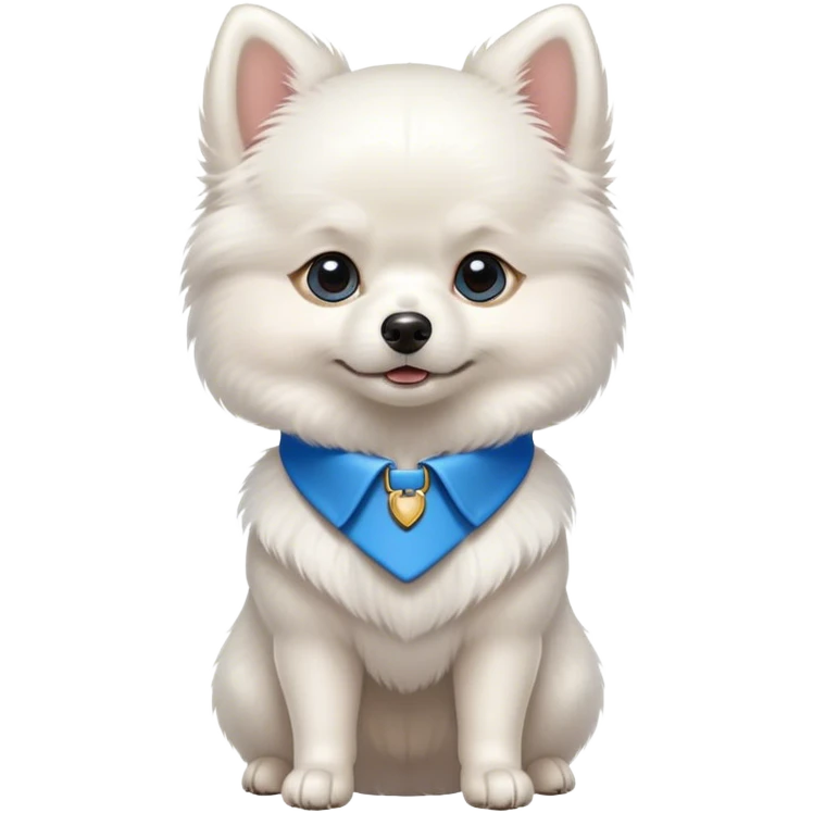 White Pomeranian boy blue collar stance emoji