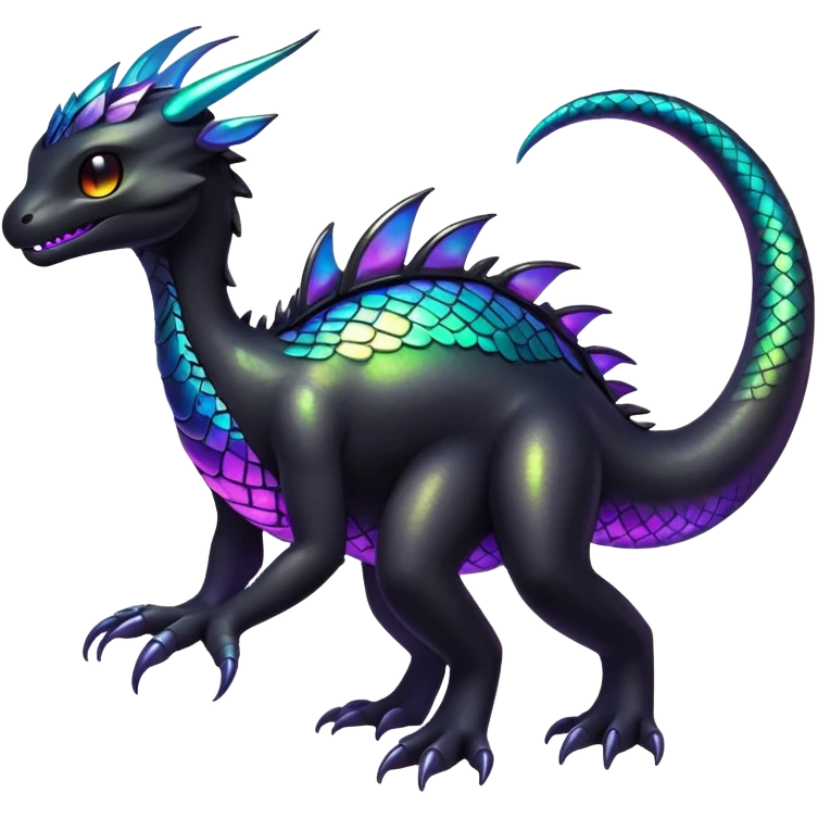 Vibrant black iridescent Fakémon-creature emoji