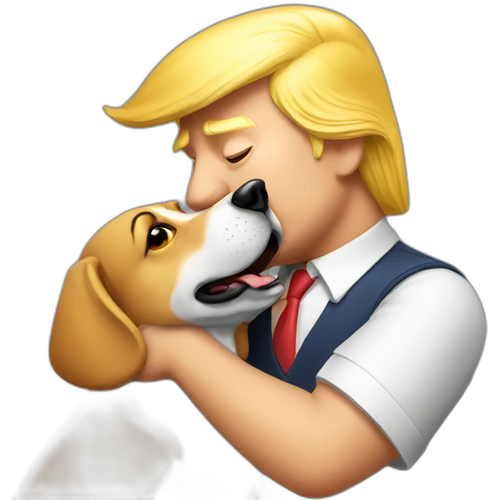 trump kissing a dog emoji