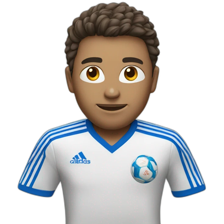 playing soccer with blue tee adidas emoji