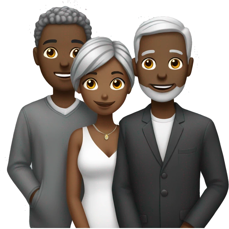 black girl with white boy couple both with grey hair emoji