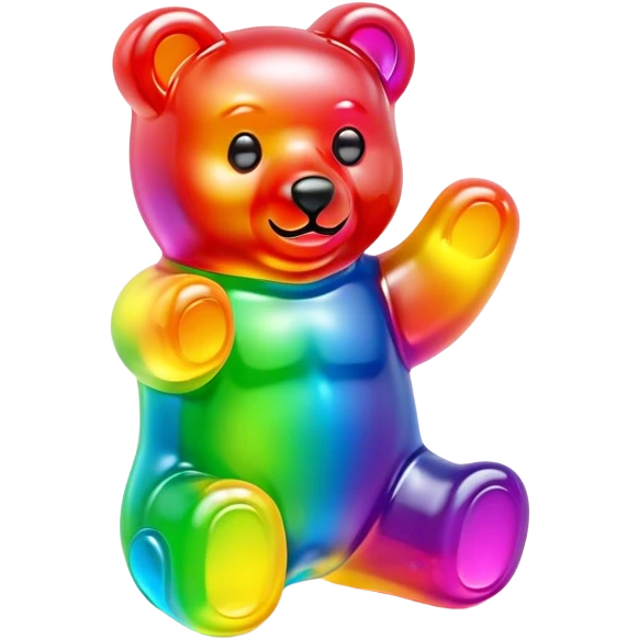 A neon rainbow gummy bear emoji