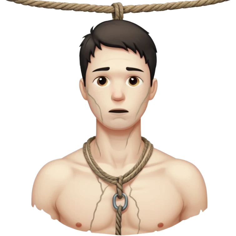 A man's neck hanging in a rope and suicide  emoji