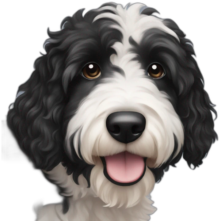Black and White Aussiedoodle emoji
