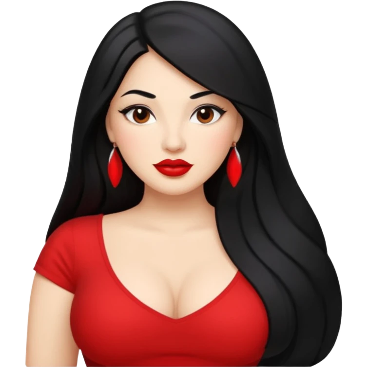 Curvy latina woman with long back hair masturbating  emoji
