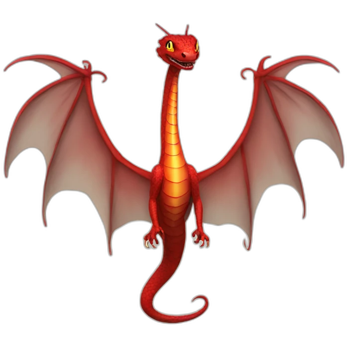 Red fire Serpant with wings and no arms and legs emoji