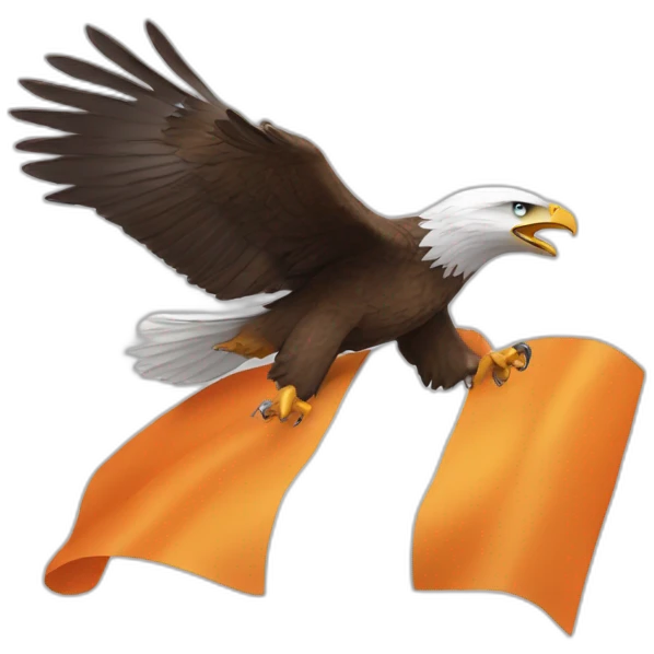 eagle spreading its wings with an orange white flag emoji