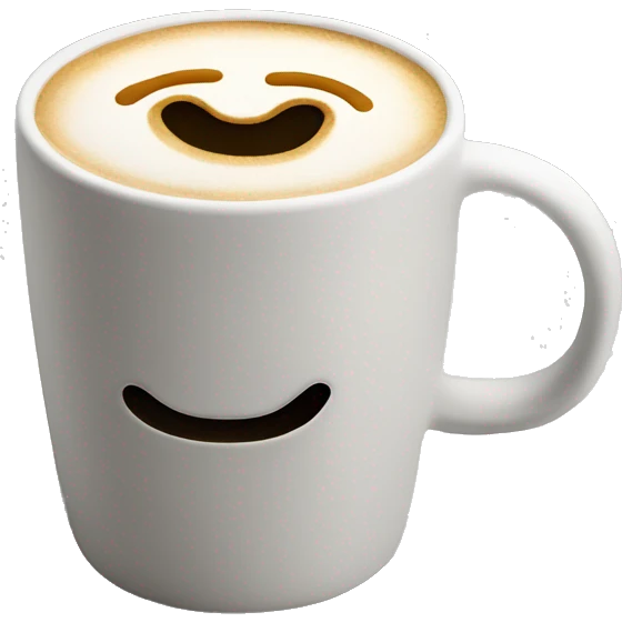 latte in white concrete mug no face emoji