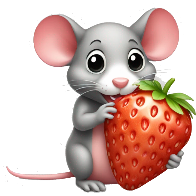 cute bubbly mouse eating strawberry emoji