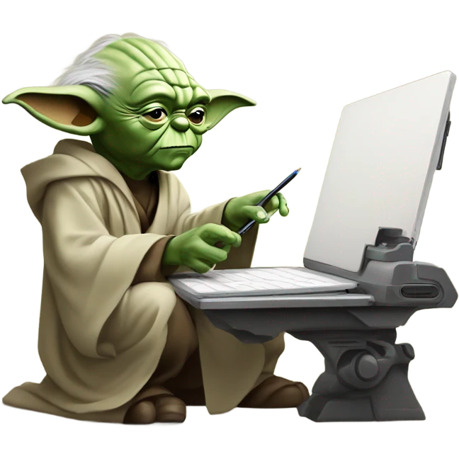 Master Yoda draws on a graphics tablet emoji
