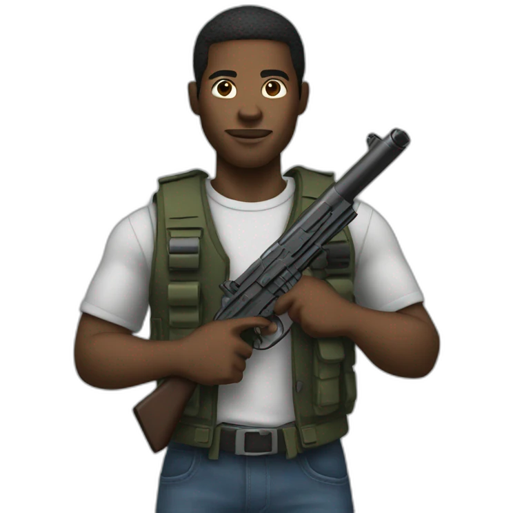black man holding toy gun emoji