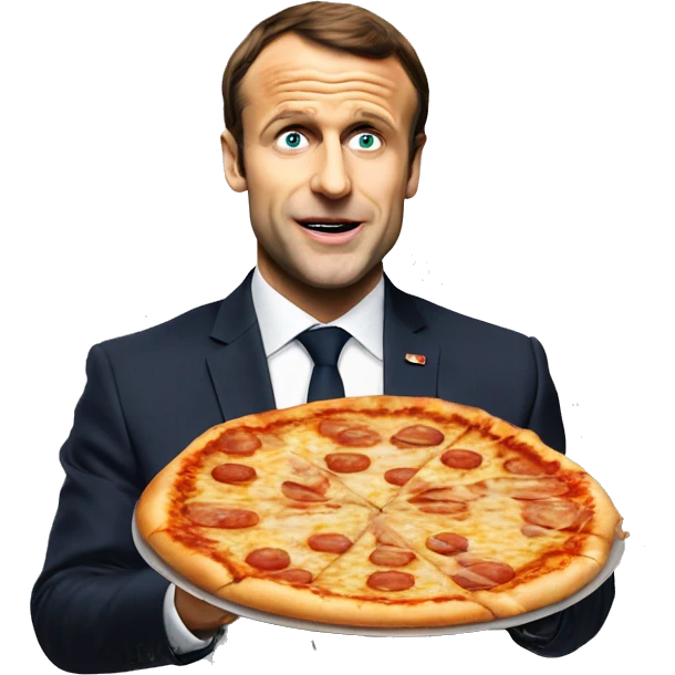 Macron qui mange une pizza emoji