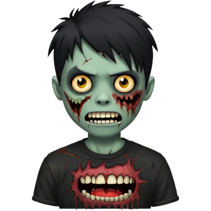 boy zombie with black hair emo Whith black grillz black teeths emoji