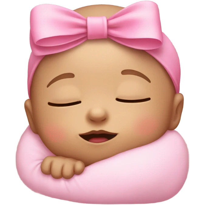 small baby sleeping with pink bow emoji