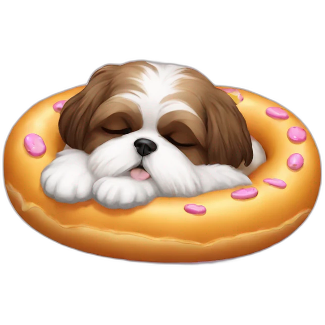 Shih tzu sleeping in donut bed emoji