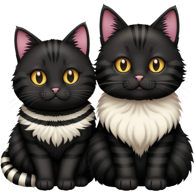черная кошка и полосатый кот emoji