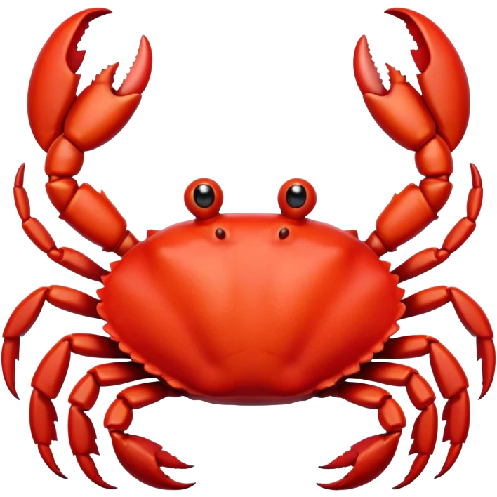 Cinematic Cute Red Crab Portrait Emoji, Head tilted playfully and inquisitively, featuring a compact, vibrant scarlet carapace with adorably small, expressive eyes and gentle, rounded pincers, Simplified yet irresistibly adorable features, highly detailed, glowing with a warm, friendly oceanic glow, high shine, affectionate and lively, stylized with a touch of seaside whimsy, soft glowing outline, capturing the essence of a mischievous yet loving red crab that seems as if it could pinch its way out of the screen into your arms! emoji